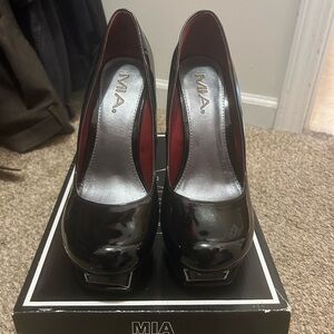 MIA Glossy Black Platform Heels